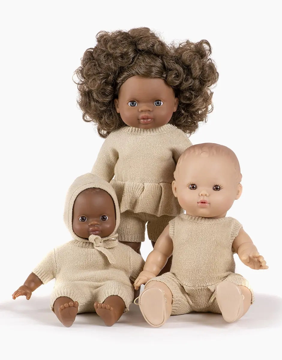Orlando Knit Doll Romper in Cream Minikane