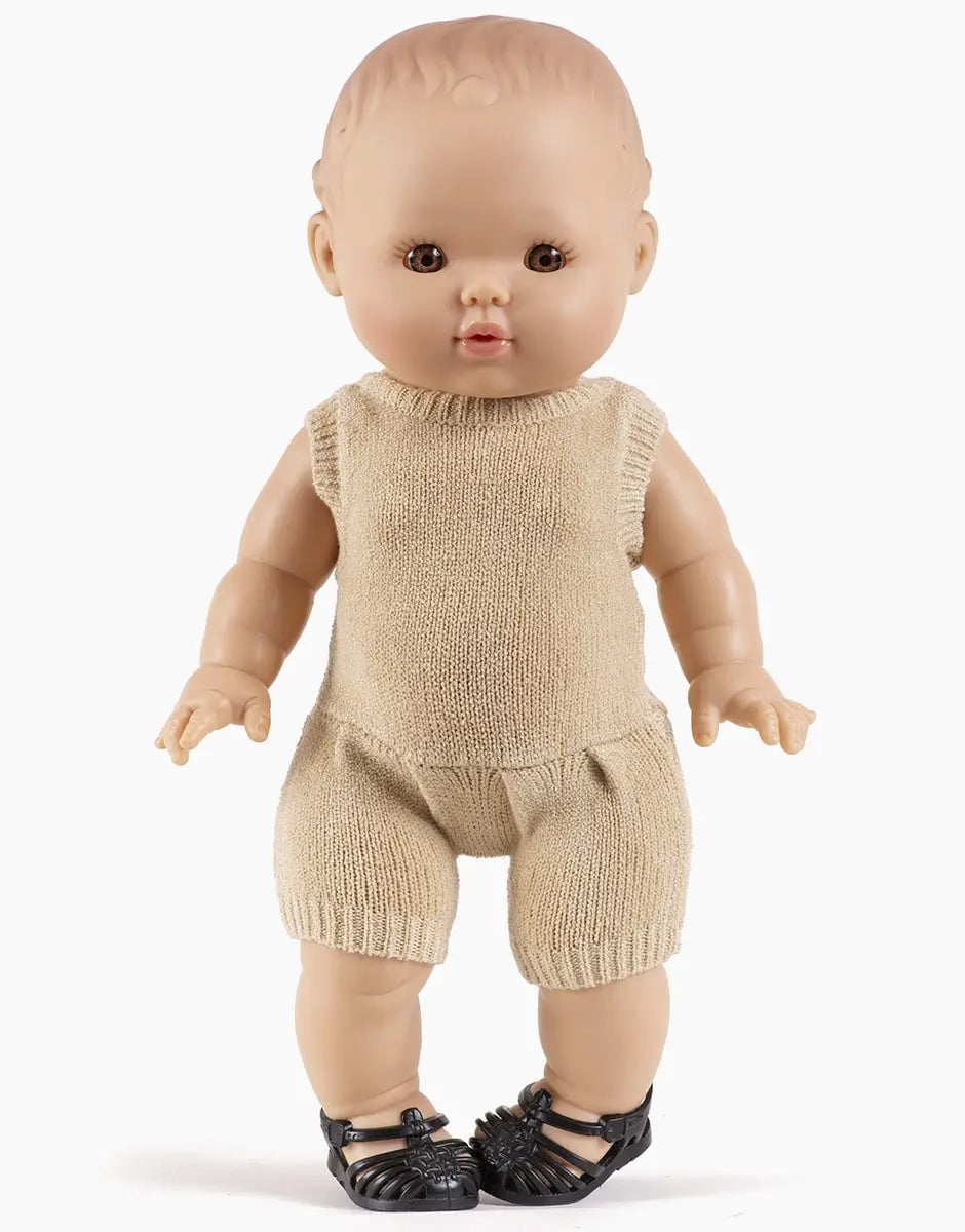 Orlando Knit Doll Romper in Cream Minikane