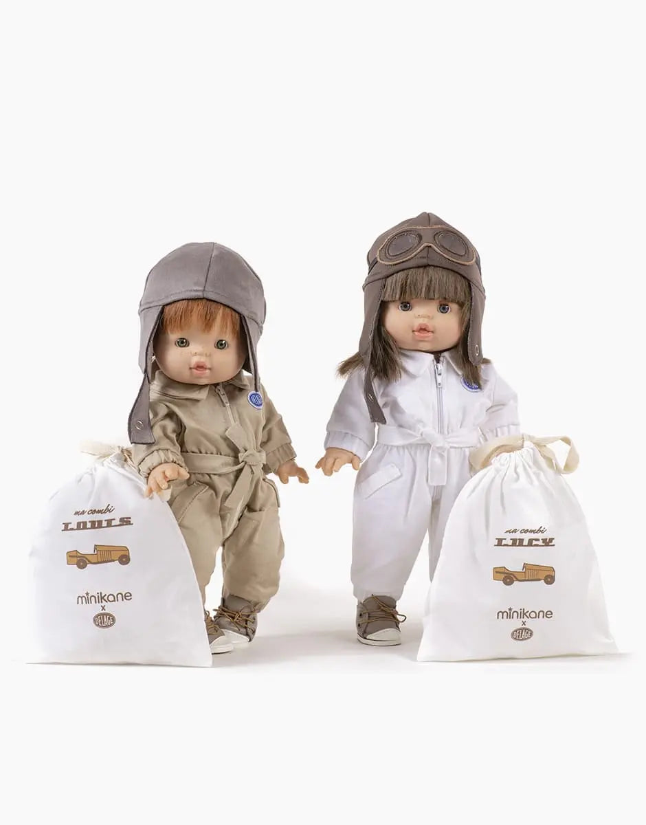 Minikane X Delage Doll Outfit - Laurent Jumpsuit in Beige Gabardine Minikane