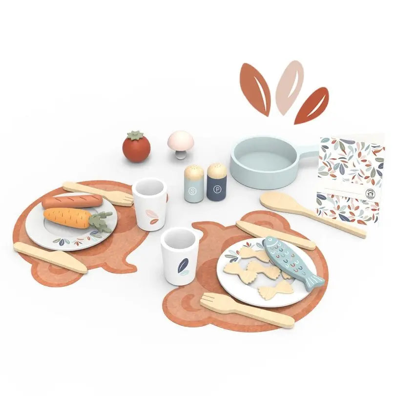 Encourages Pretend Play - Wooden Dining Set Toy - Role Play Kitchen Speedy Monkey
