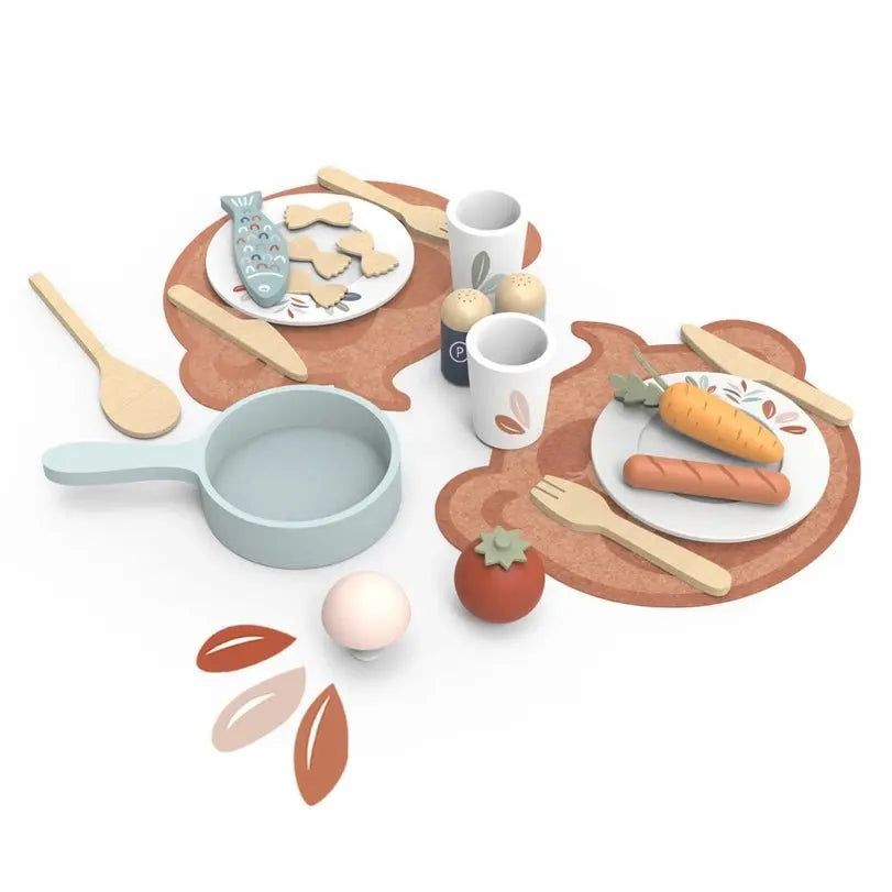 Encourages Pretend Play - Wooden Dining Set Toy - Role Play Kitchen Speedy Monkey
