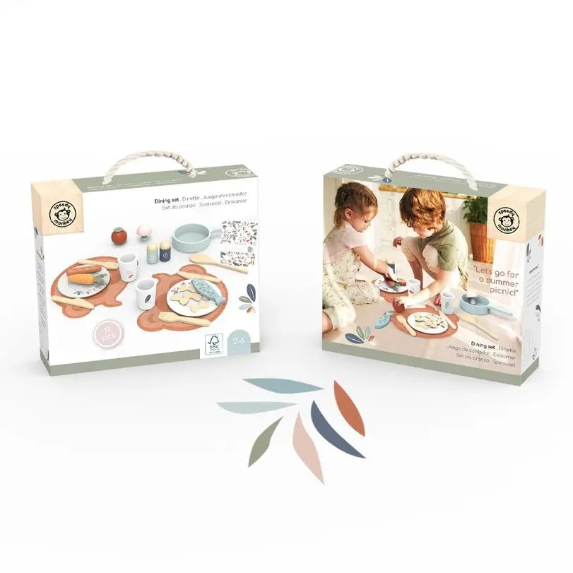 Encourages Pretend Play - Wooden Dining Set Toy - Role Play Kitchen Speedy Monkey