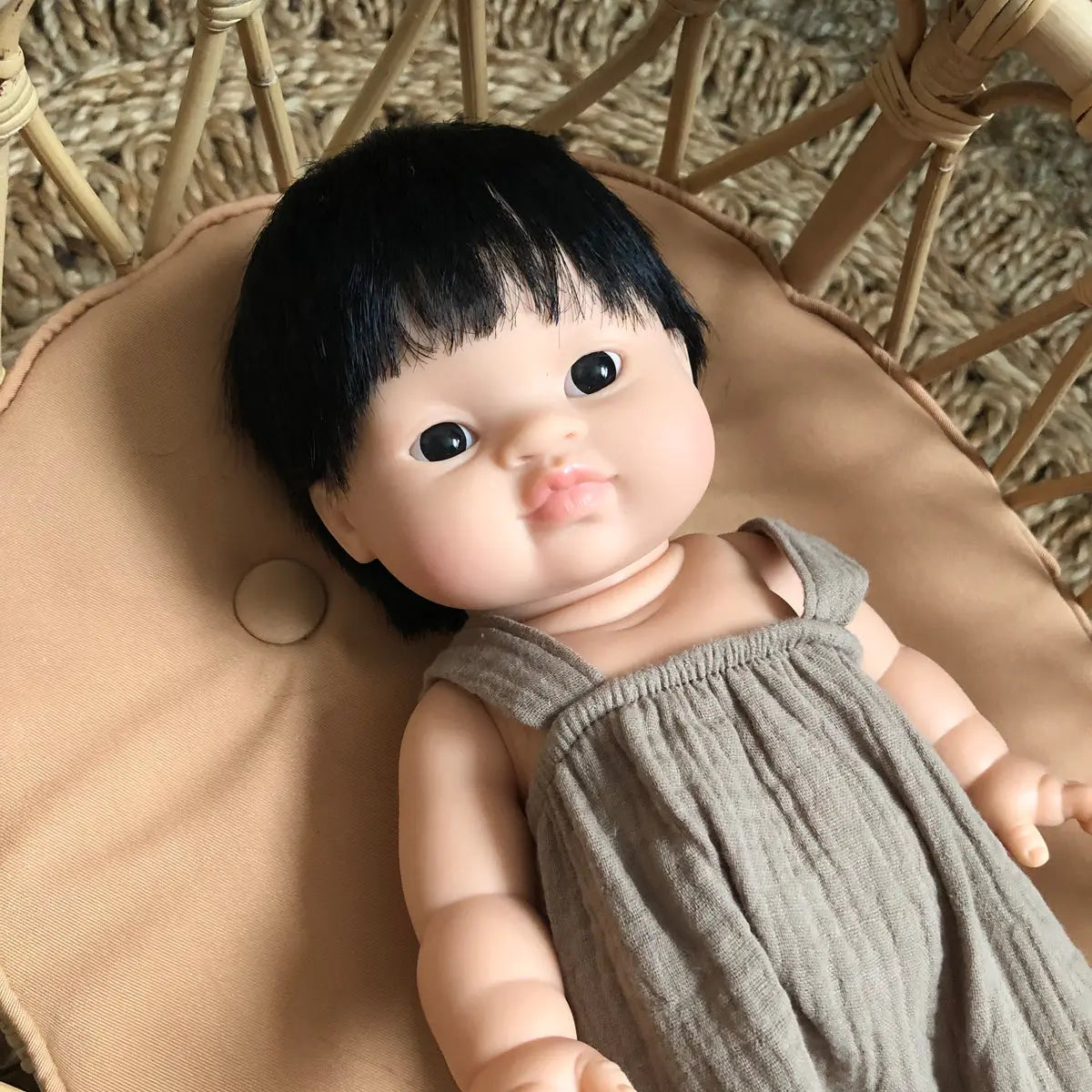 Jude Asian Boy Baby Doll with Black Eyes  Minikane   