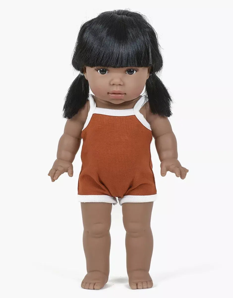 Black-eyed Lika African Girl Baby Doll with Pigtails  Minikane   