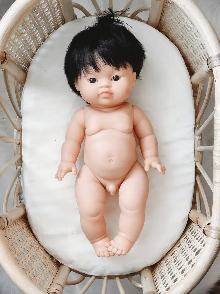 Jude Asian Boy Baby Doll with Black Eyes  Minikane   