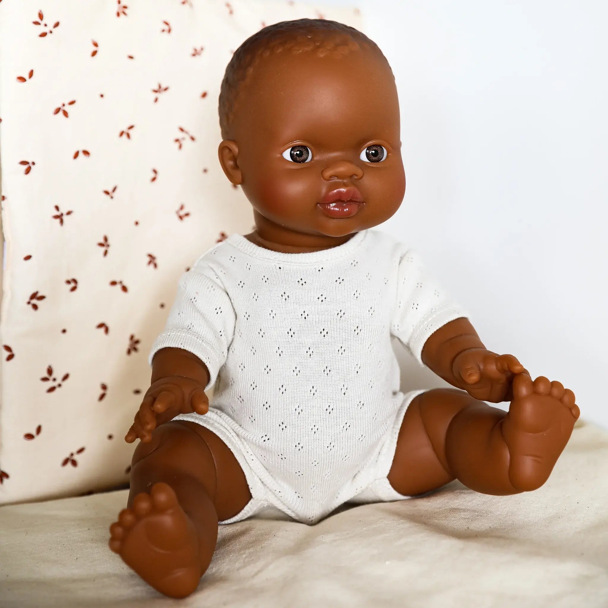 Zach African Boy Baby Doll with Brown Eyes  Minikane   