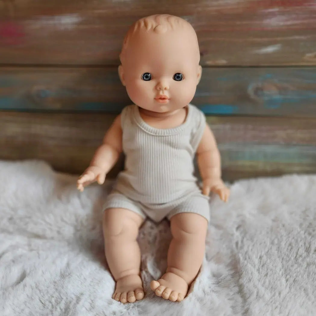 Caesar Vintage Boy Baby Doll with Blue/Gray Eyes  Minikane   