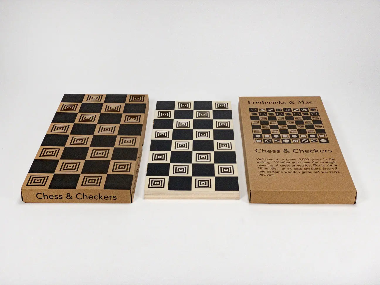 Natural/Black Chess Board Game, 24 Playing Pieces  Fredericks and Mae   
