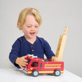 Wooden Red Fire Engine Toy Mentari