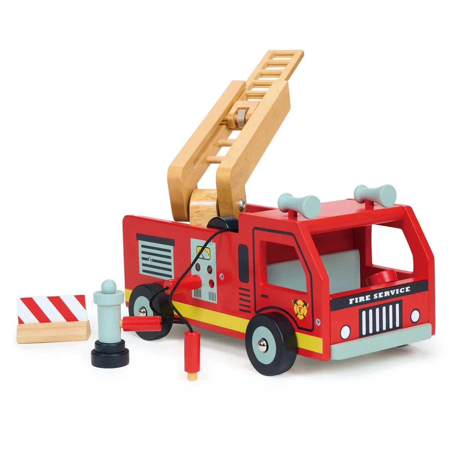 Wooden Red Fire Engine Toy Mentari