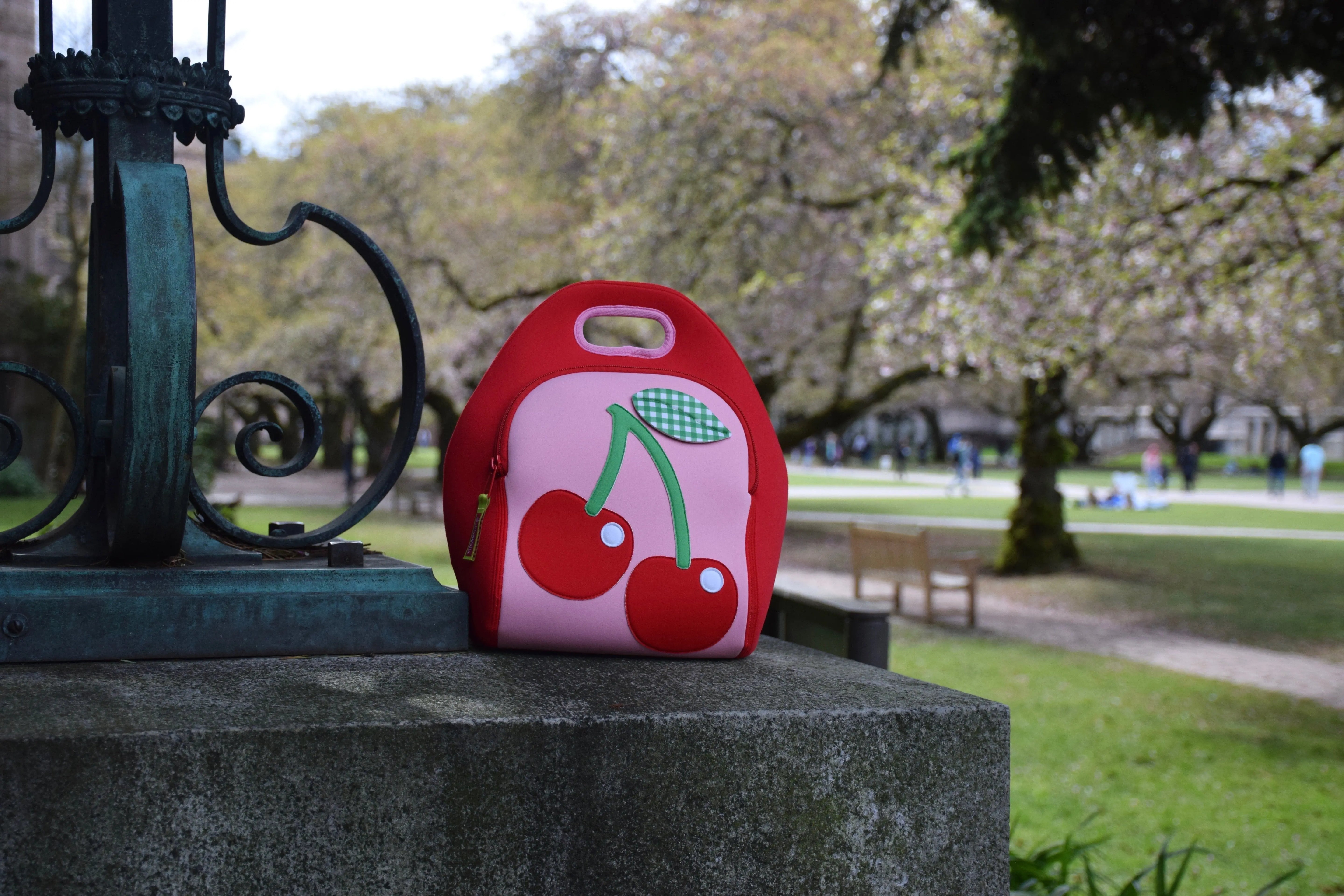 Cherry Lunch Bag - Red, Insulated Neoprene Lunch Tote, Cute Food Container Holder Lunch Bag Dabbawalla   