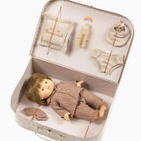 "Le Quotidien" Chestnut Vintage Retro Travel Suitcase - Achille European Boy Baby Doll  Minikane   