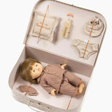 "Le Quotidien" Chestnut Vintage Retro Travel Suitcase - Jules European Boy Baby Doll  Minikane   