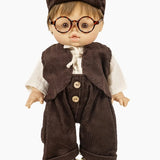 Retro Bohemian Chic Dolls Suitcase in Vintage Brown - Jules Boy Doll  Minikane   