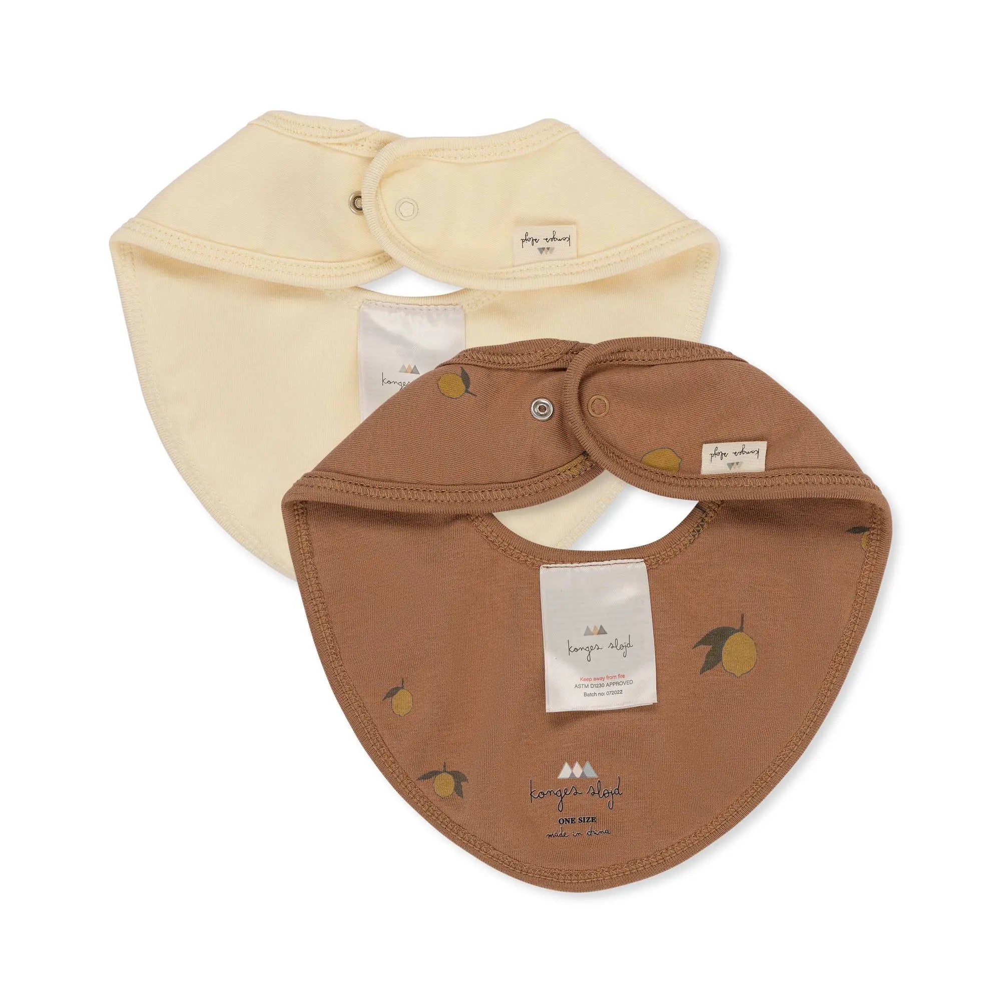 Organic Cotton Adjustable Bib 2 Pack  Konges Sløjd Brown Lemon/vanilla  