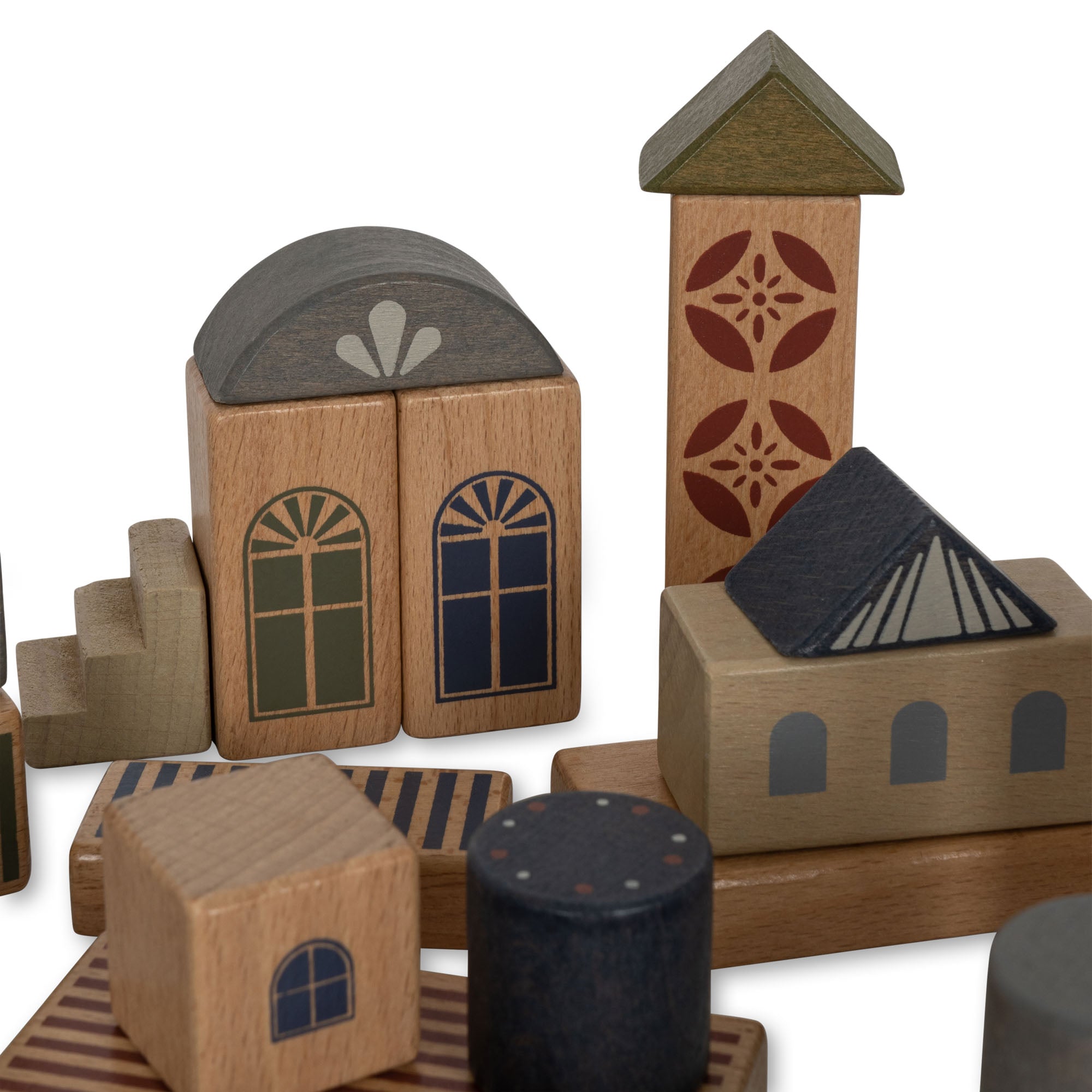Wooden Building Blocks With Print 34 Pcs Fsc  Konges Sløjd   