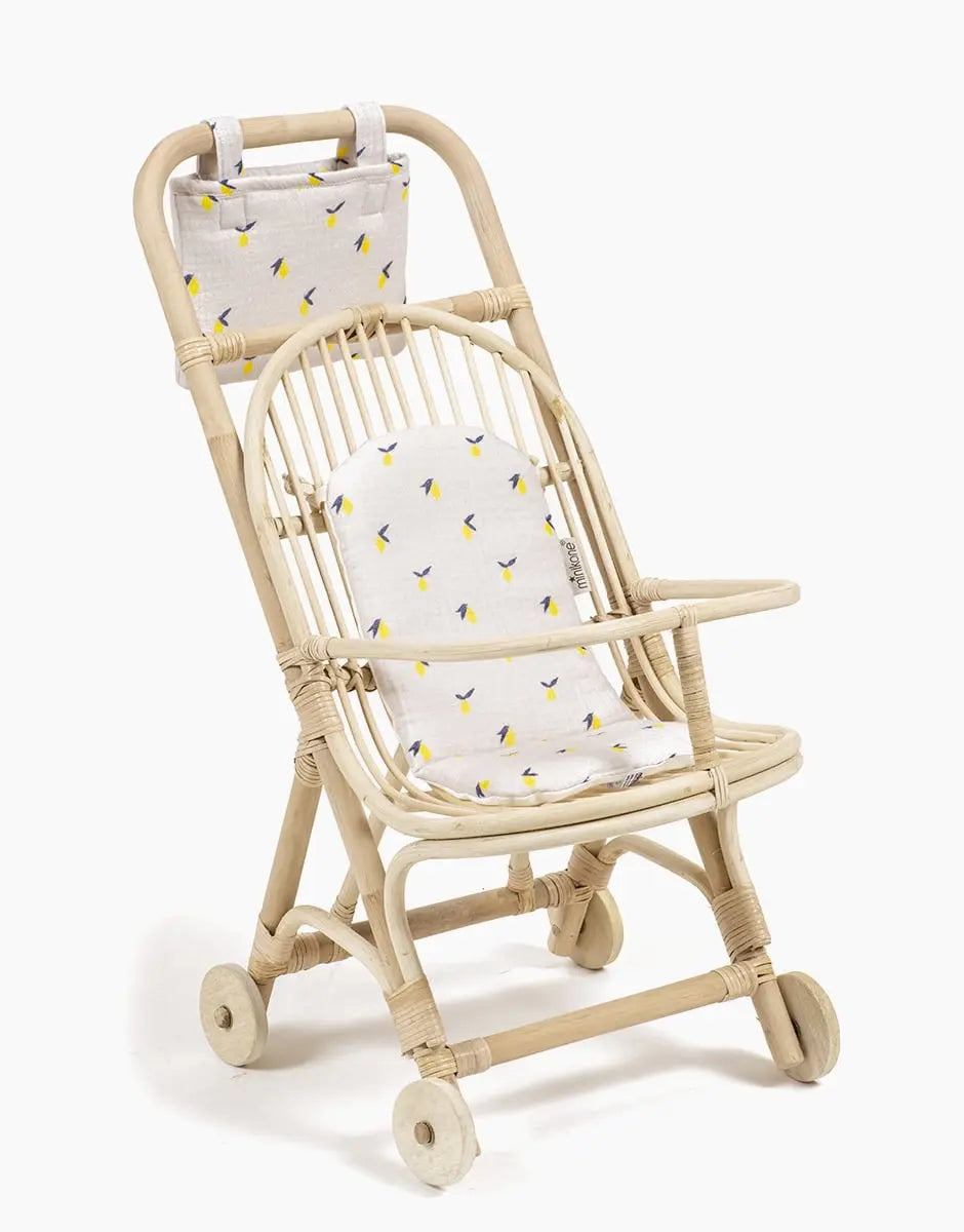 Palu Doll Stroller with Lemon  Cotton Trim  Minikane   