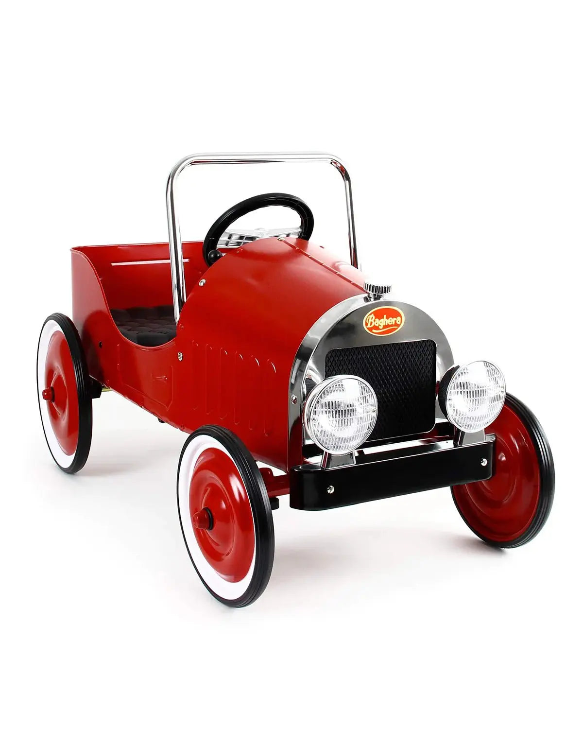 Classic Pedal Car for Kids, Adjustable Ride-on Toy, Durable Steel Construction, Retro Style  Baghera Red  