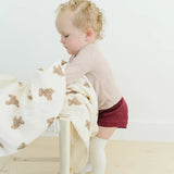 Muslin Teddy Bear Blanket, Soft and Cozy Baby Blanket, Heat Retention and Absorption  Bloomere   