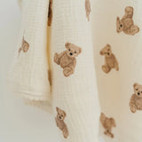 Muslin Teddy Bear Blanket, Soft and Cozy Baby Blanket, Heat Retention and Absorption  Bloomere   