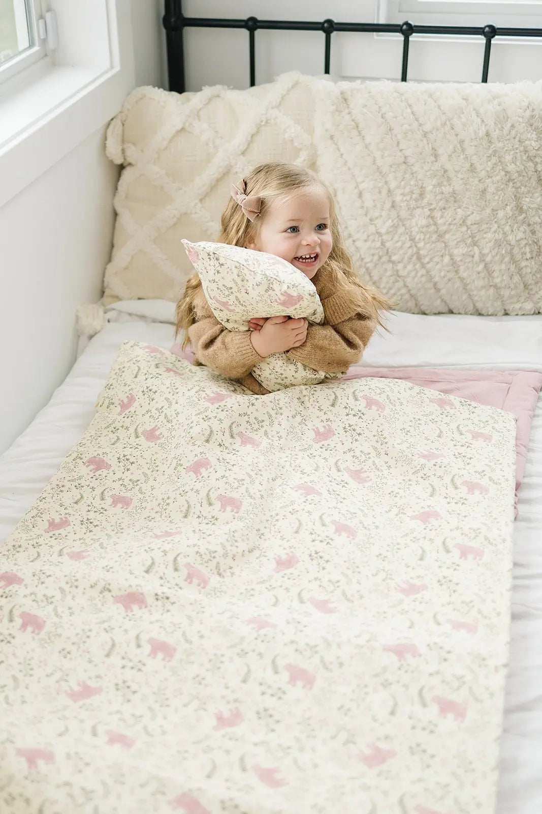 Portable Bedding Set- Bloom, Customizable Hand Embroidered Blanket, Personalized Baby Bedding  Bloomere   