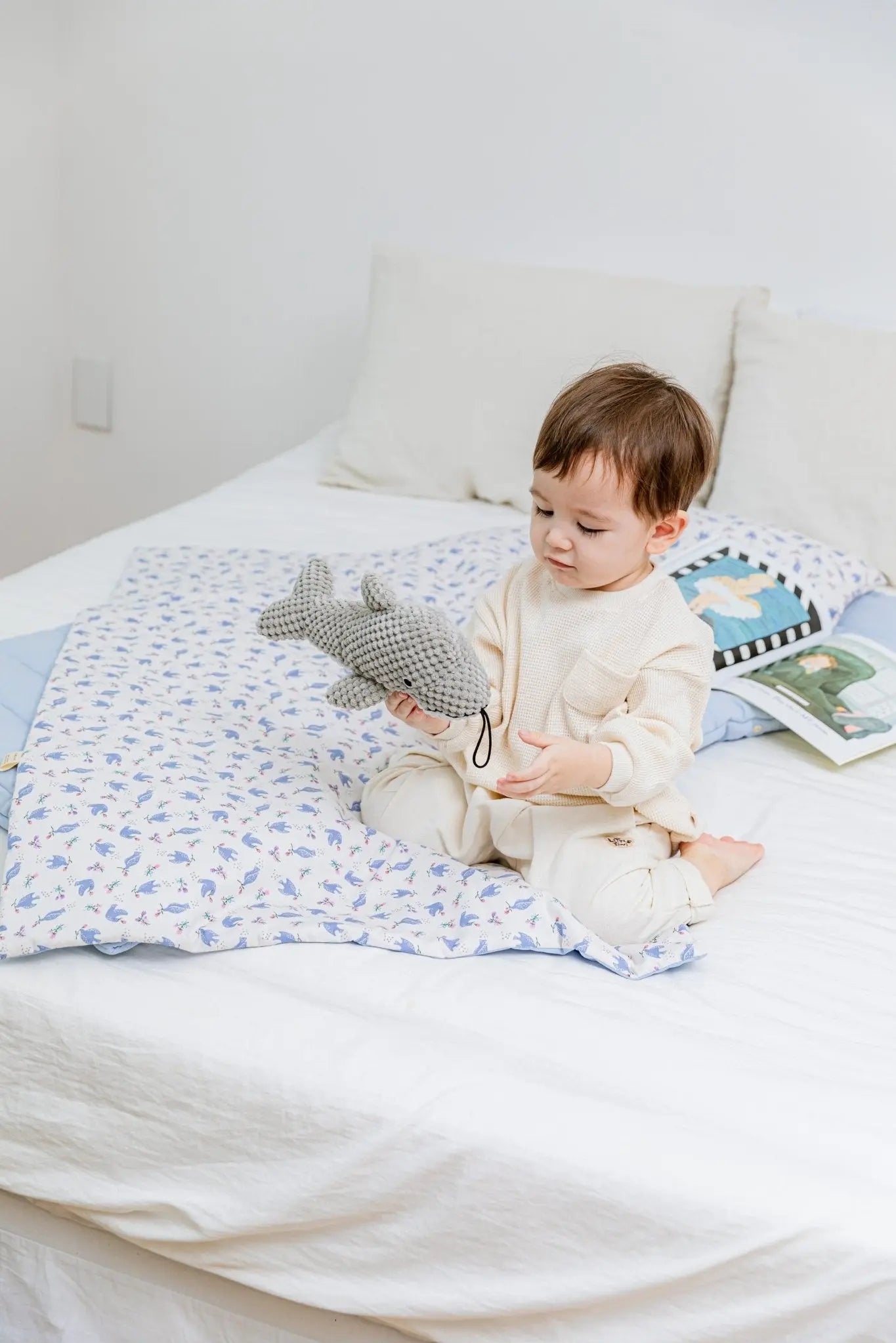 Portable Bedding Set- Dove, Hand Embroidered Blanket, Personalized Baby Bedding  Bloomere   