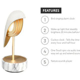 White Marble and Gold Alarm Clock + Light Chirp, Porcelain and Metal Materials  DAQICONCEPT   