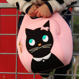 Miss Kitty Lunch Bag - Pink and Black, Insulated Neoprene Lunch Tote Lunch Bag Dabbawalla   