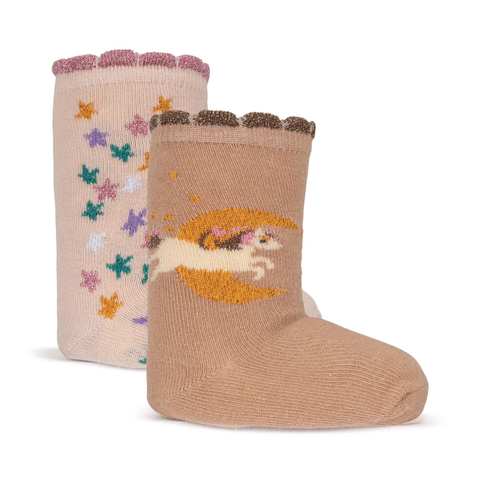 Girl's Jacquard Knit Socks, Unicorn Design, Set of 2, Comfortable and Stylish, Perfect  Konges Sløjd   