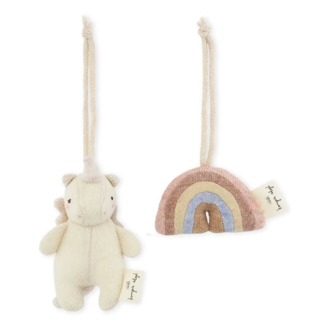 Rainbow and Unicorn Activity for Child's Playtime Set of 2, Crafted from Luxurious Lambswool Blend  Konges Sløjd   