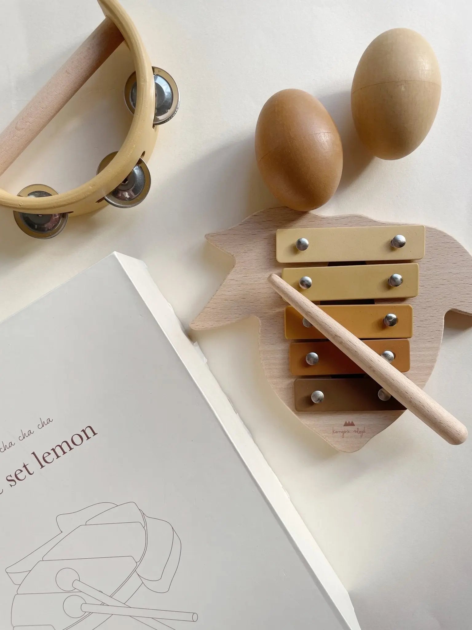 Wooden Music Instruments Toy Set Lemon Fsc  Konges Sløjd   