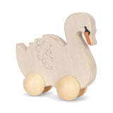 Rolling Swan Pull Toy, Handcrafted Beech Wood, FSC Certified, Kids Toy Gift, Swan Decor  Konges Sløjd   