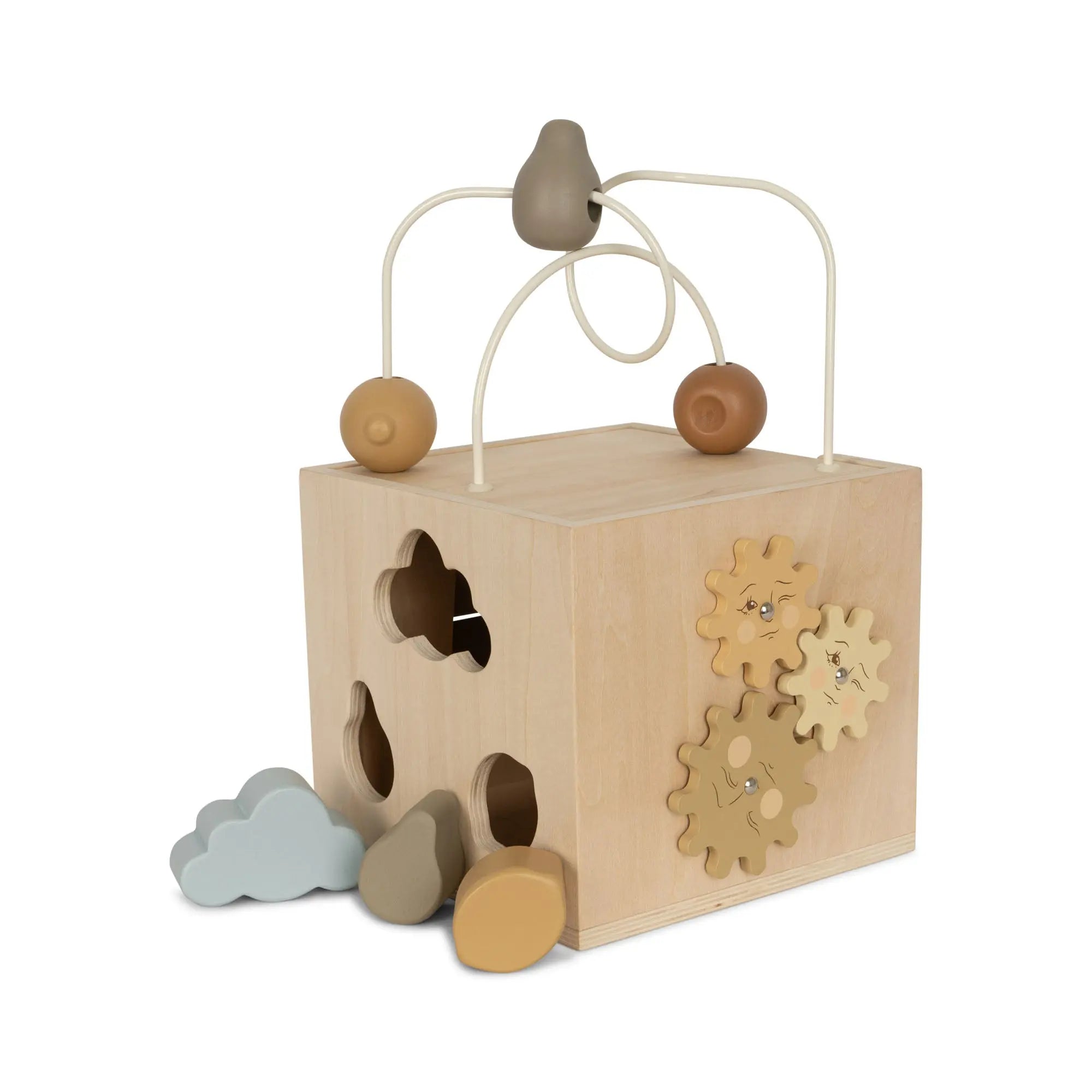 Educational Wooden Activity Cube, Montessori Toy, Kids Learning Center, FSC-certified, Beech Wood  Konges Sløjd   