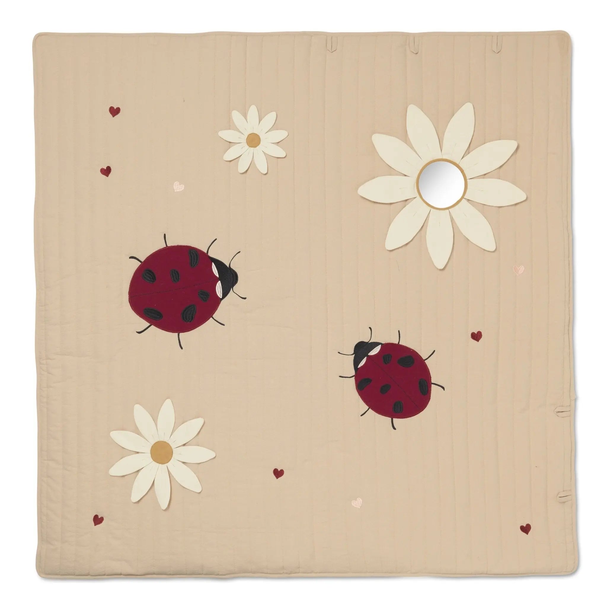 Play Blanket with Toy Hoops, Organic Cotton, Sensory Development, Shapes & Sounds, Tactile Materials  Konges Sløjd Ladybug One Size 