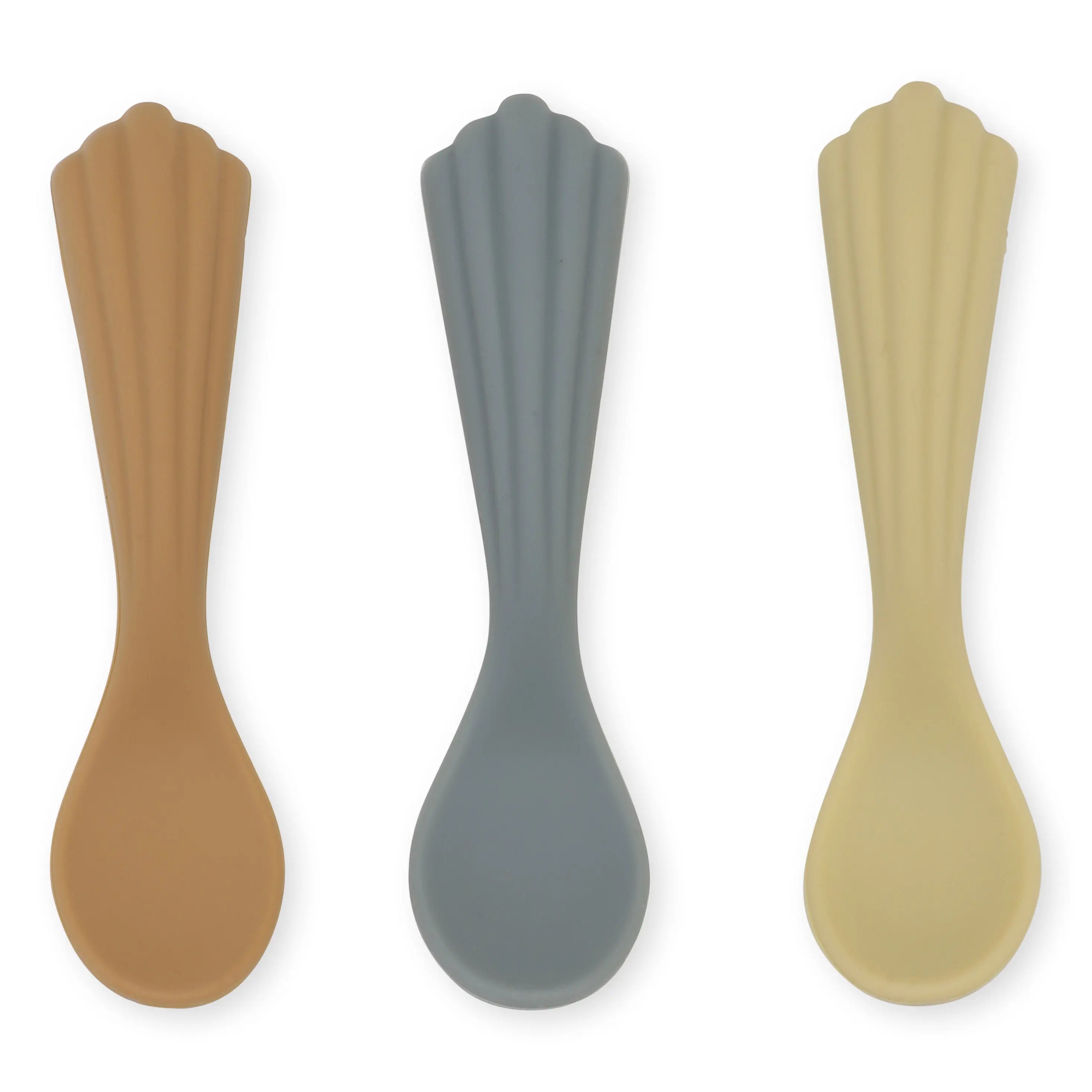 3-Pack Mess Free Silicone Baby Spoons, BPA-Free, Easy-to-Hold, Baby Feeding Spoons  Konges Sløjd WARM GREY  