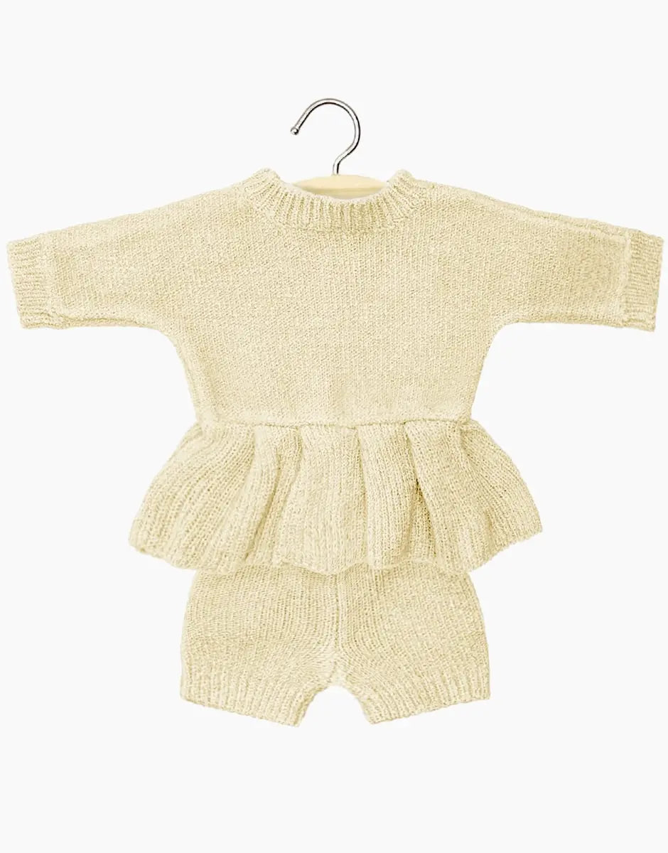 Cream Knit Set for Félicie Doll - Cozy Knitted Outfit, Doll Clothing, Cream-colored Knitwear  Minikane   