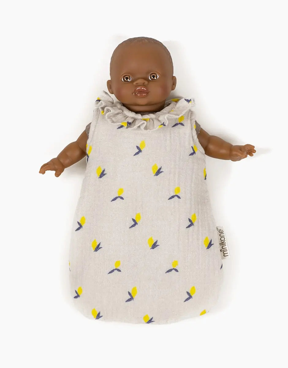 Doll Sleeping Bag with Collar in Lemons  Minikane   