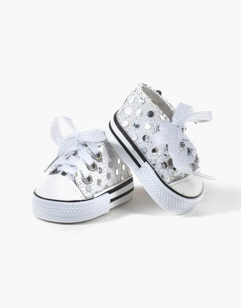 White Komvers Doll Sneakers With Sequins  Minikane   