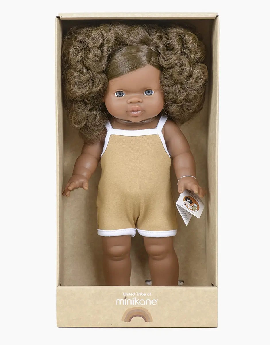 Charlie African Girl Baby Doll with Bangs  Minikane   