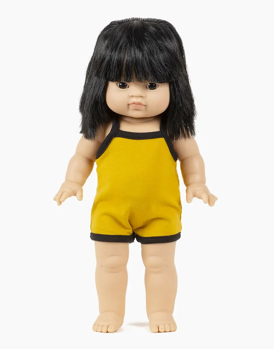 Jade-lou Asian Girl Baby Doll with Black Eyes  Minikane   