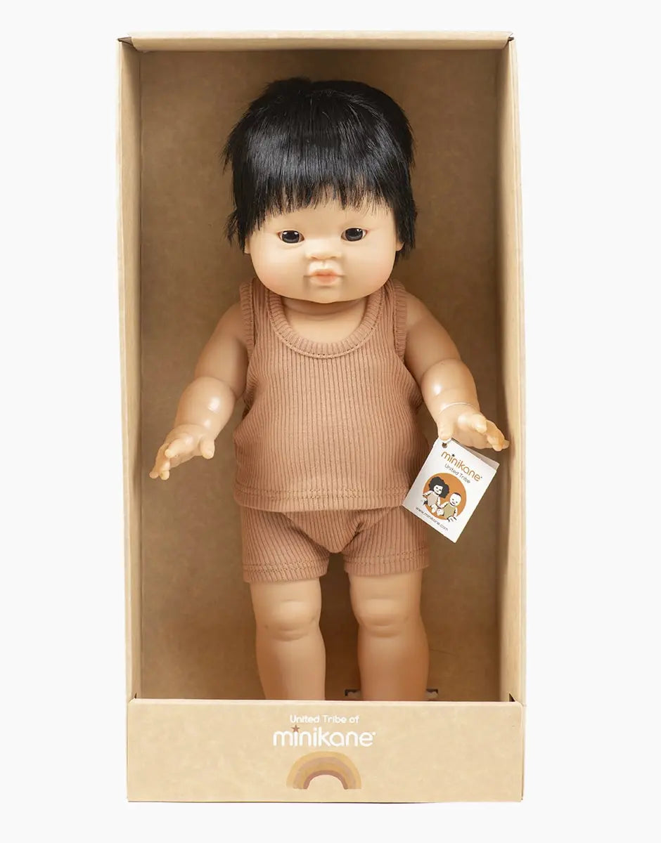 Jude-léo Asian Boy Baby Doll with Black Eyes  Minikane   