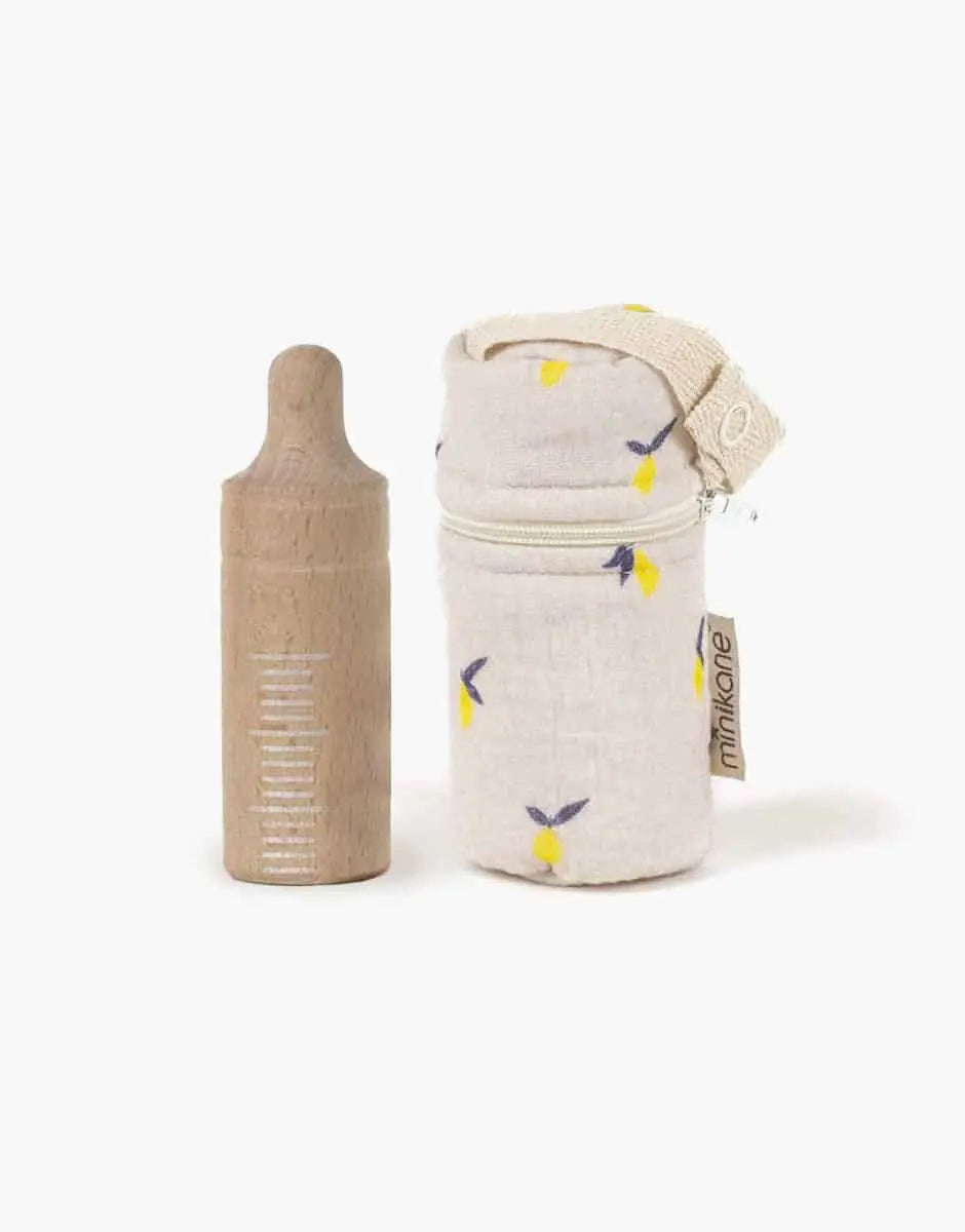 Lemons Baby Bottle Holder, Wooden Baby Bottle, Floral Nursery Decor  Minikane   