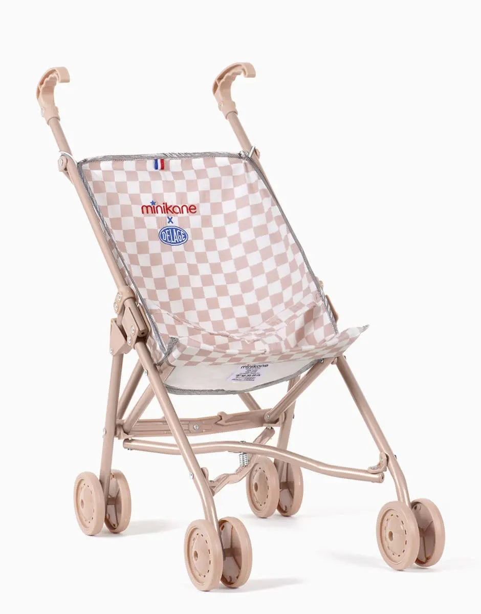 Delage Racing Stroller Damier Pink/White, Baby Racing Stroller  Minikane   