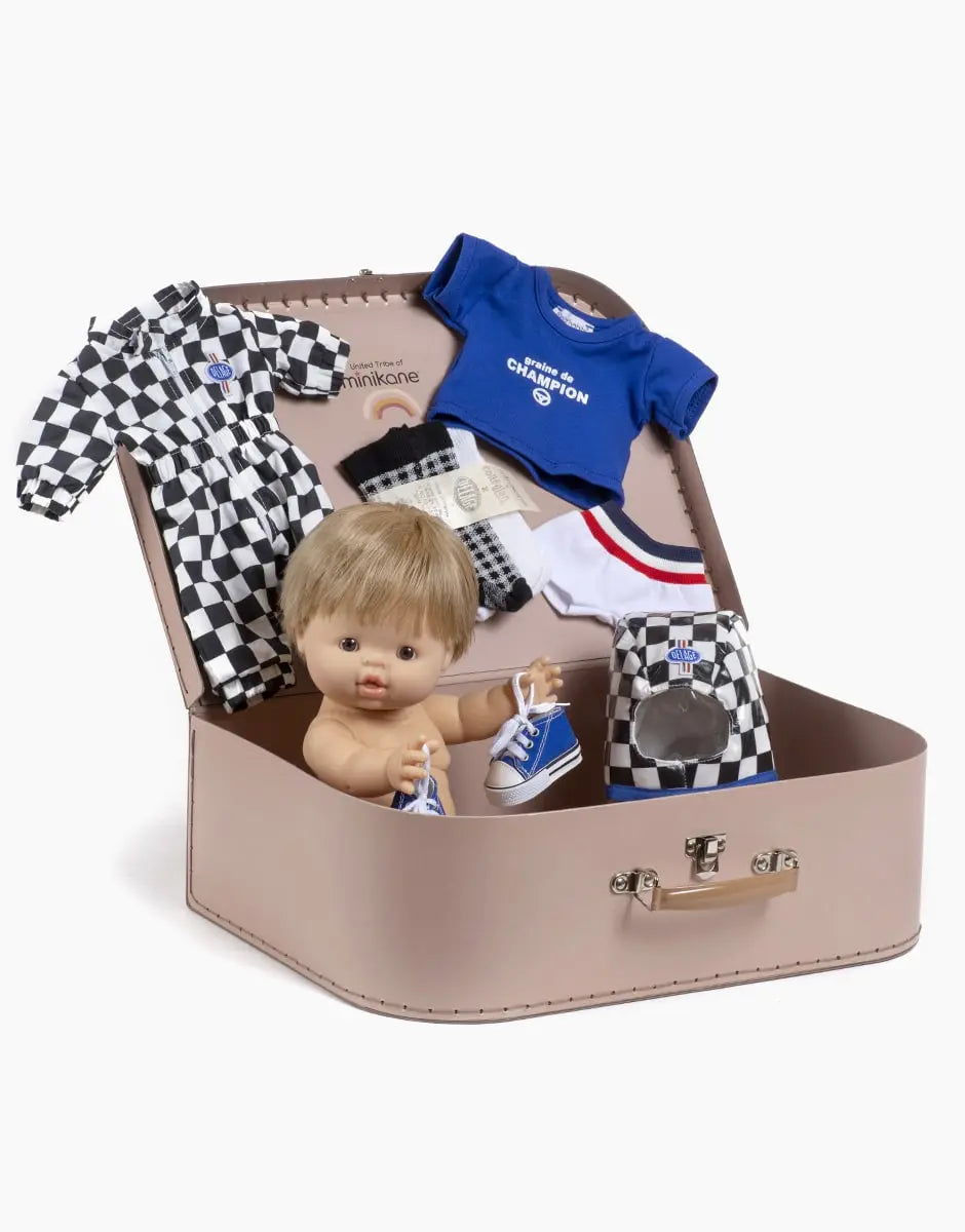 Minikane X Delage – My Suitcase from yesteryear “Racing” Archie Boy Doll  Minikane   