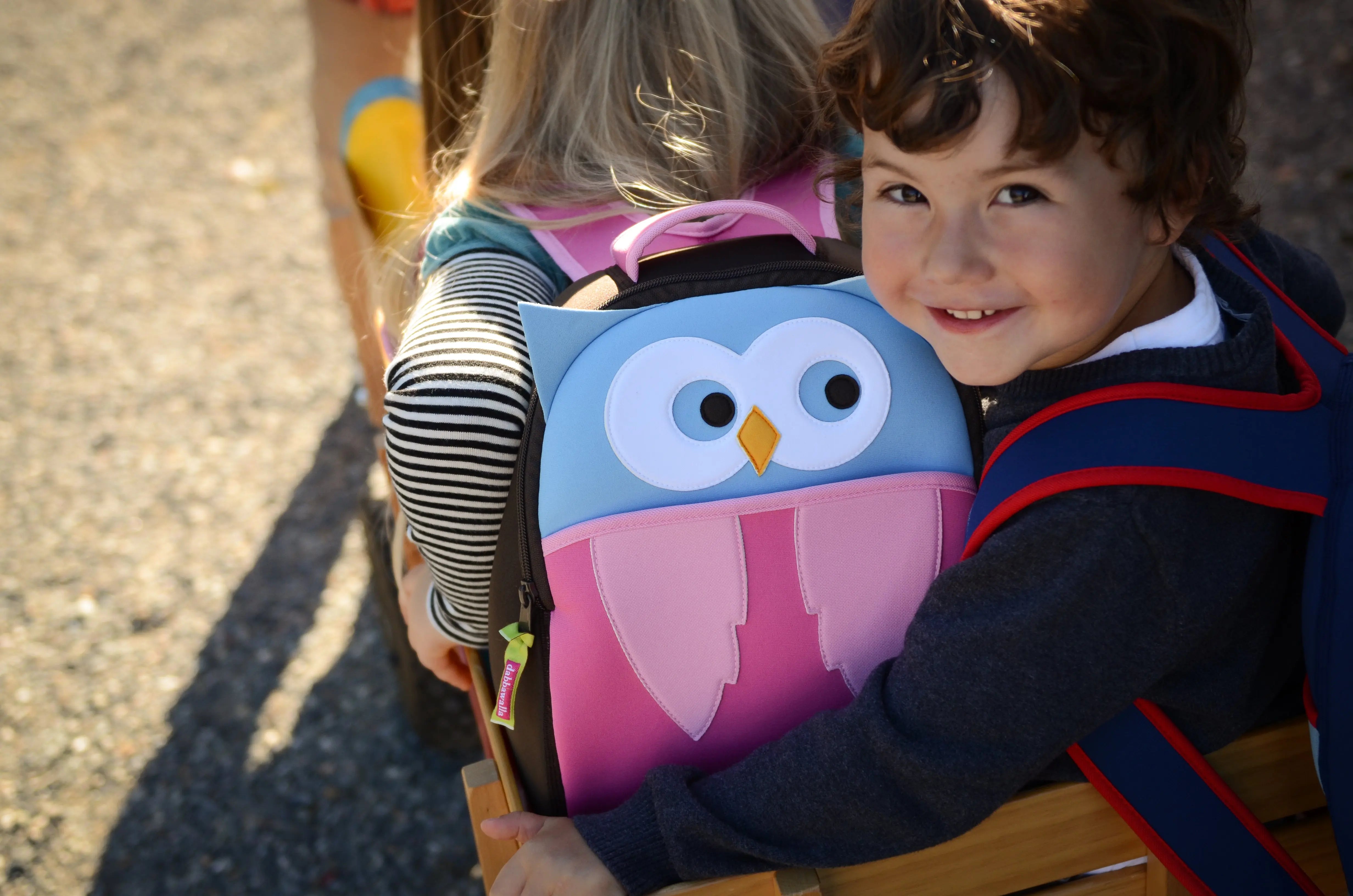Hoot Owl kids Backpack, Brown and Pink, Size 3-6Y,Safety Harnes Preschool Backpack Dabbawalla   