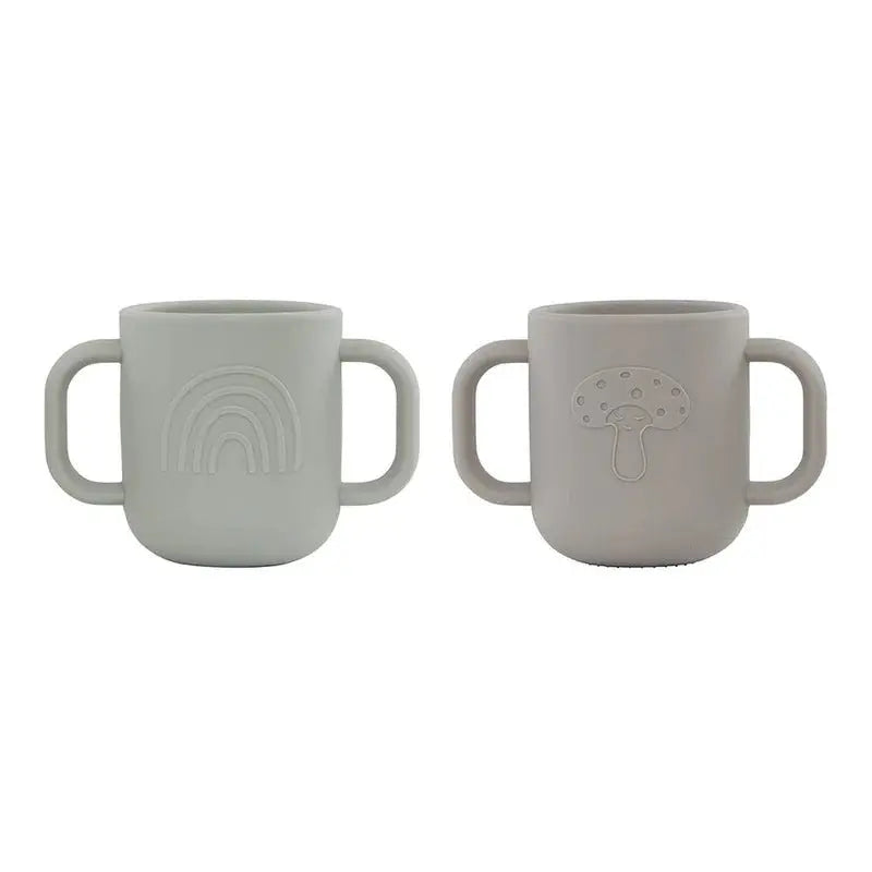Pack of 2 Kappu Cups - Clay/Pale Mint, Adorned with OYOY Figures, Scandinavian Inspired Kappu Cup - Pack of 2 OYOY   