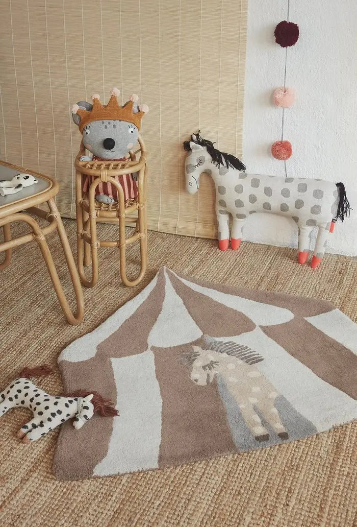 Pippa Rug - Multi, Horse Design Rug, Cute Beige and Brown Rug, Adorable Tent Look RUG OYOY   