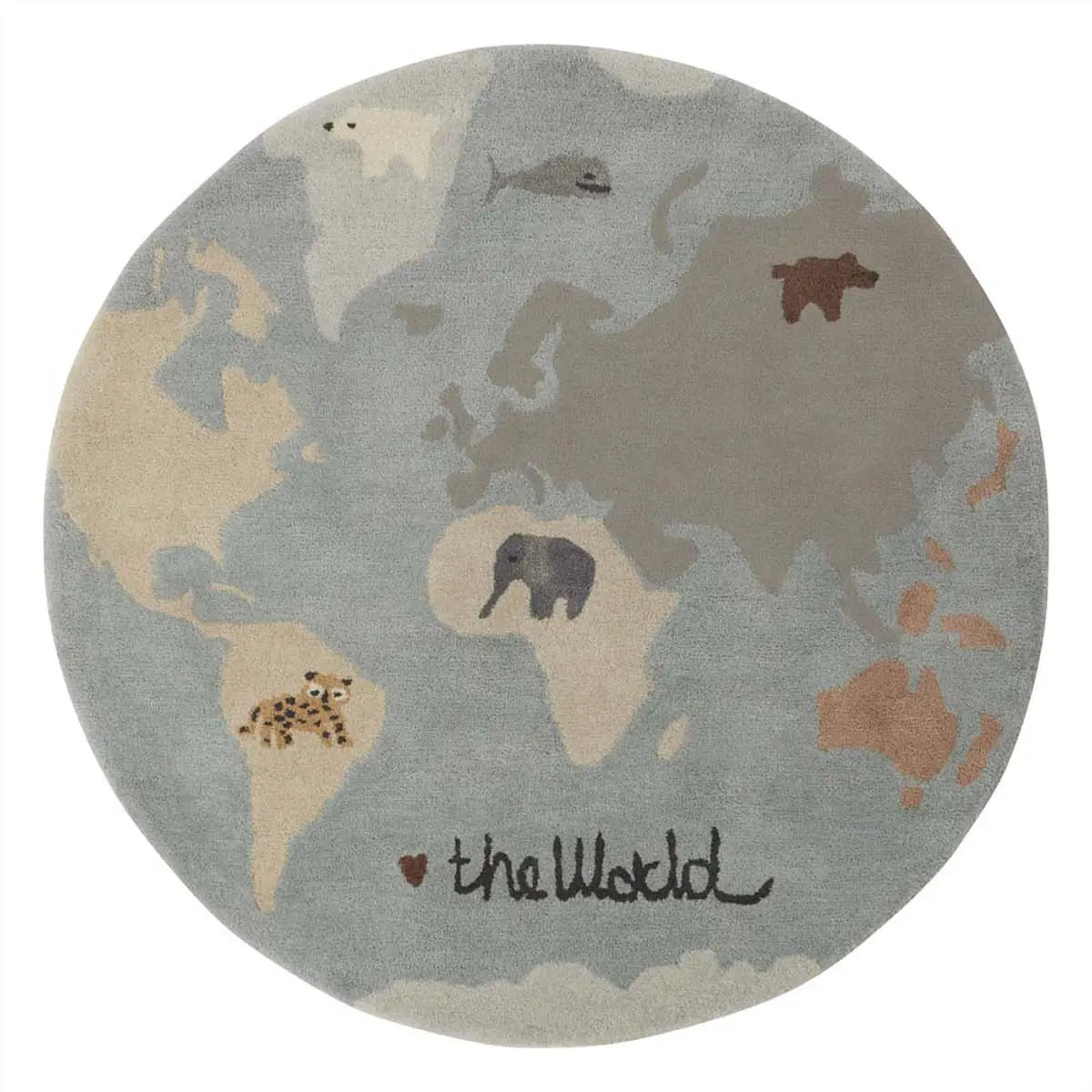 The World Rug, Multi, Animal Illustrations, Kids Room Detail, Calming Color Scheme RUG OYOY   