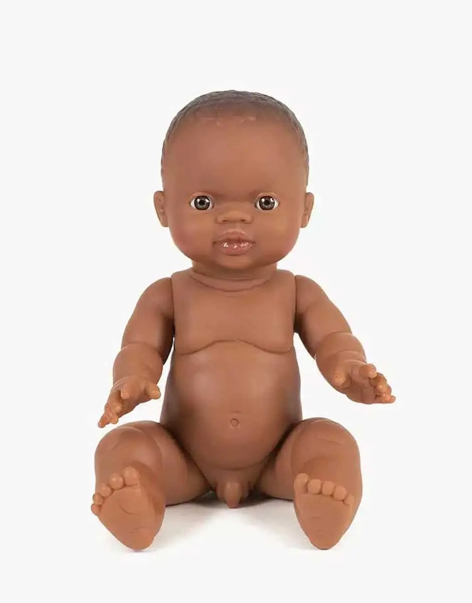 Zach African Boy Baby Doll with Brown Eyes  Minikane   