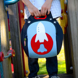 Space Rocket Lunch Bag - Blue and Red,Safety Harness, Kids Backpack Lunch Bag Dabbawalla   